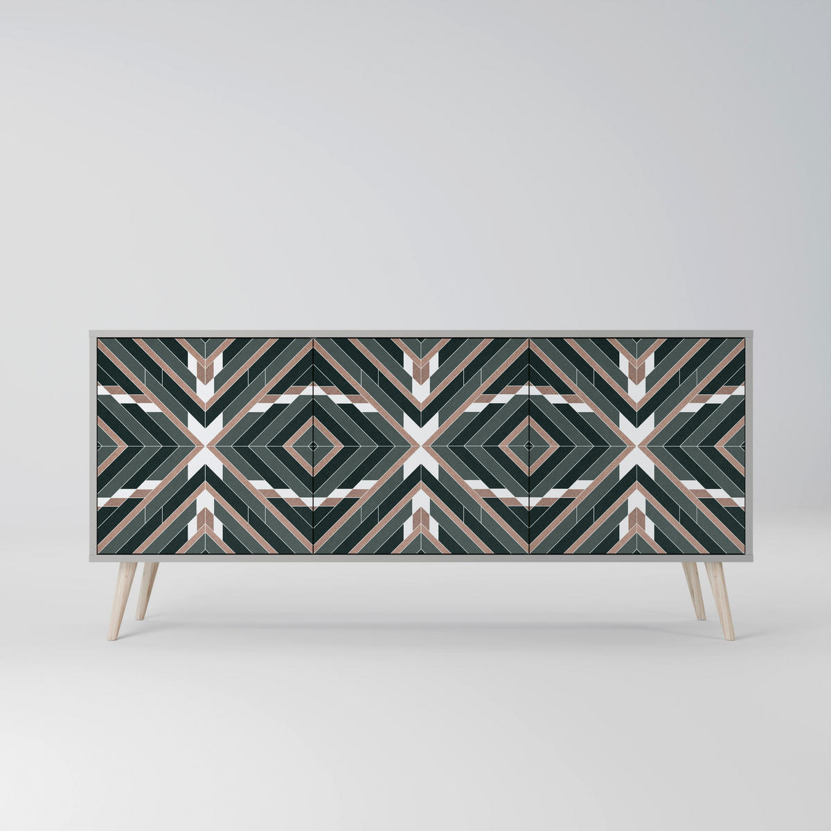 SIDEBOARD DIMENSION DELIGHTS, Eicheneffekt, 164,5x42x77,5 cm, 3 Türen - Eichefarben/Buchefarben, Holzwerkstoff/Buchenholz (164.5/77.5/42cm) - SpaceRebels