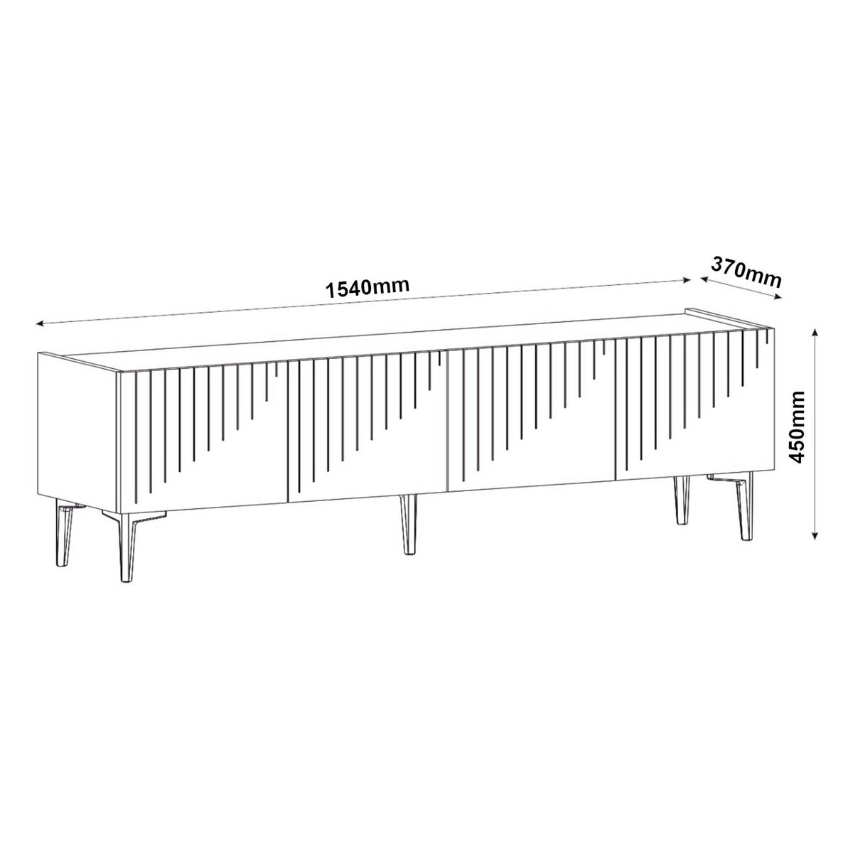 FERNSEHTISCH Oppdal - Eichefarben/Schwarz, Holzwerkstoff/Kunststoff (154/45/37cm) - [en.casa]