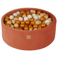 BÄLLEBAD für Kinder, Samt, Marsala Rot - Beige/Dunkelorange, Textil (90/90/30cm) - MeowBaby