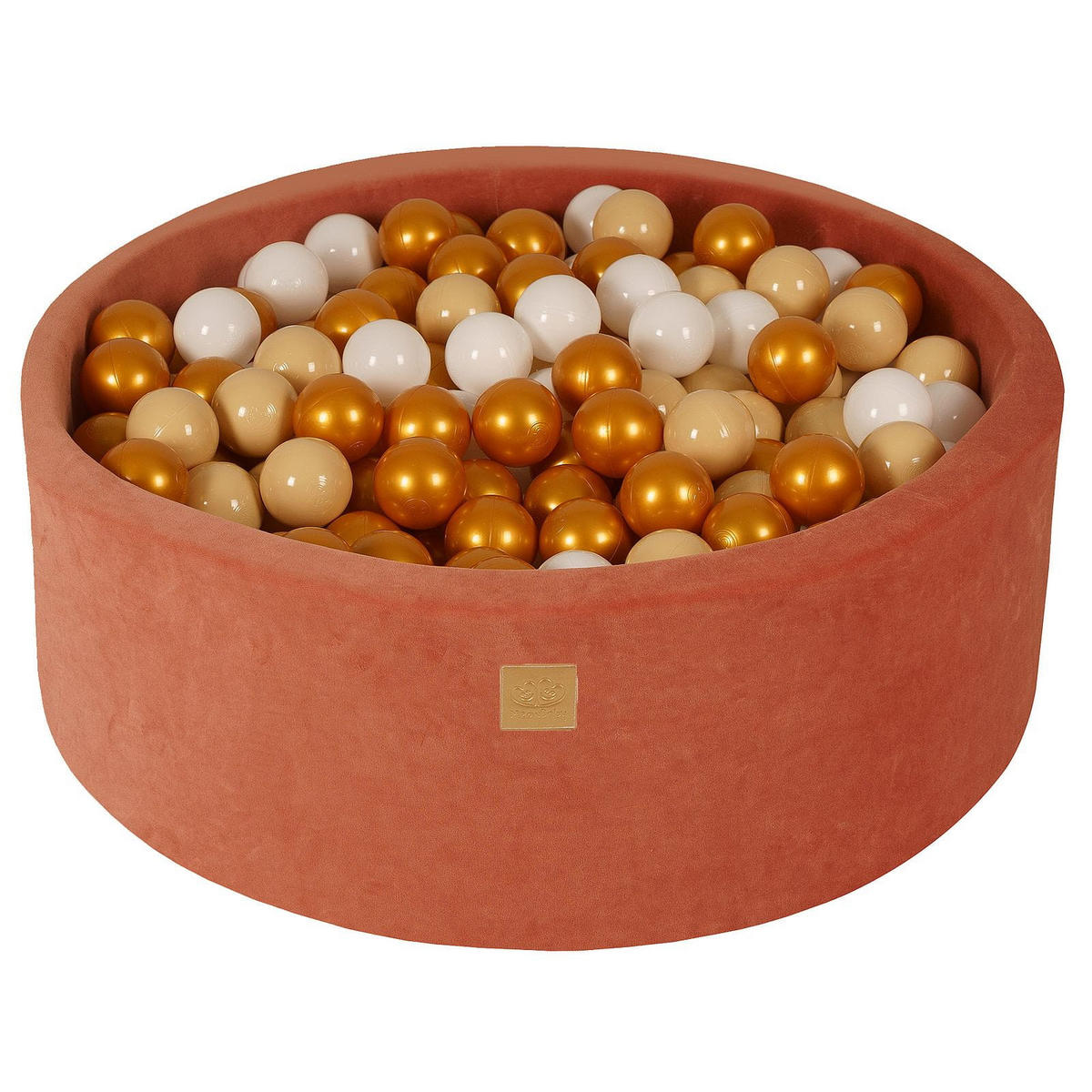 BÄLLEBAD für Kinder, Samt, Marsala Rot - Beige/Dunkelorange, Textil (90/90/30cm) - MeowBaby