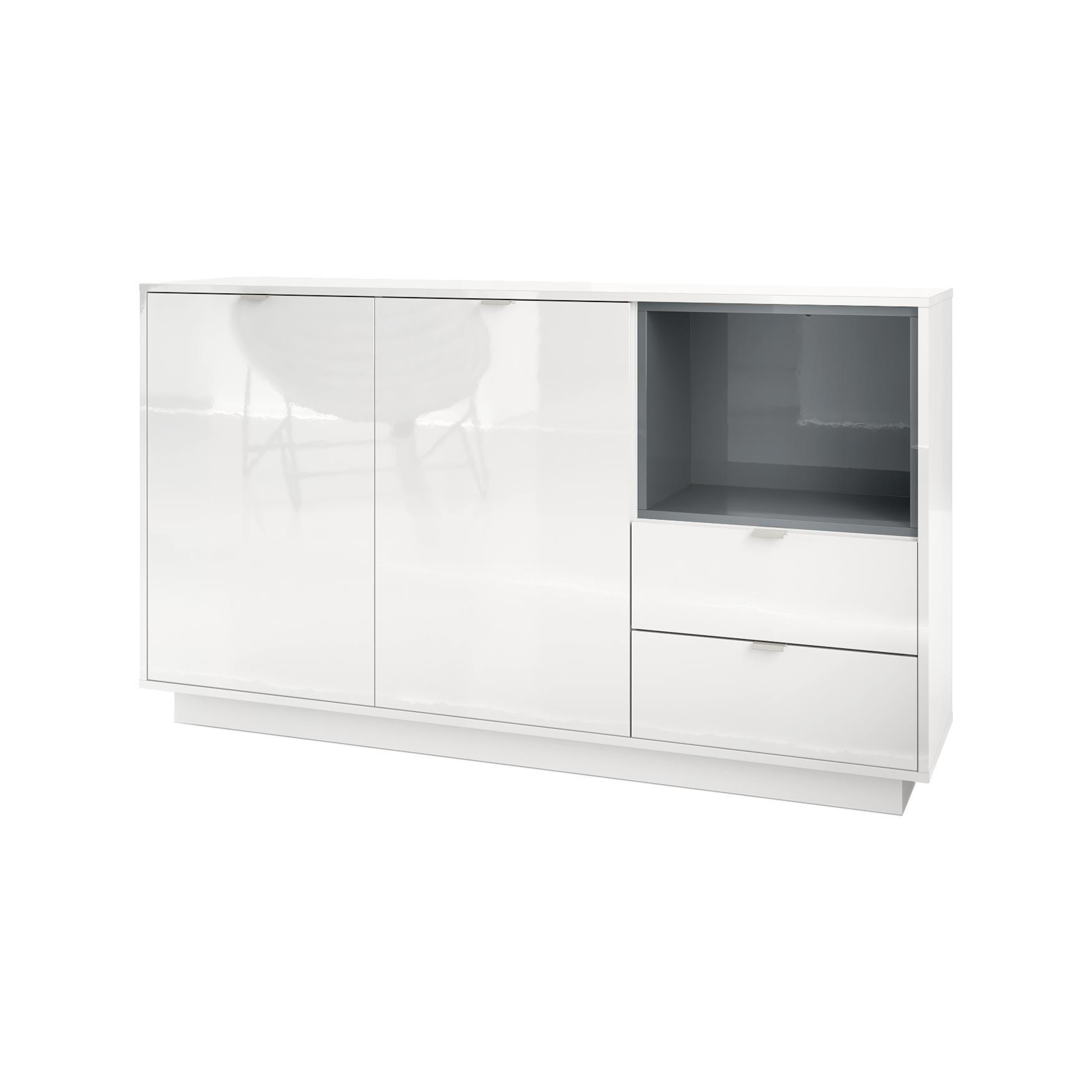 SIDEBOARD Metro Einsatz in Grau Hochglanz - Grau, Holzwerkstoff (153/88/38cm) - Vladon