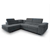 ECKSOFA L Form Konak Dunkelgrau 276/201/90 cm Links mit Schlaffunktion - Dunkelgrau/Silberfarben, Textil/Metall (203/276cm) - AX Living