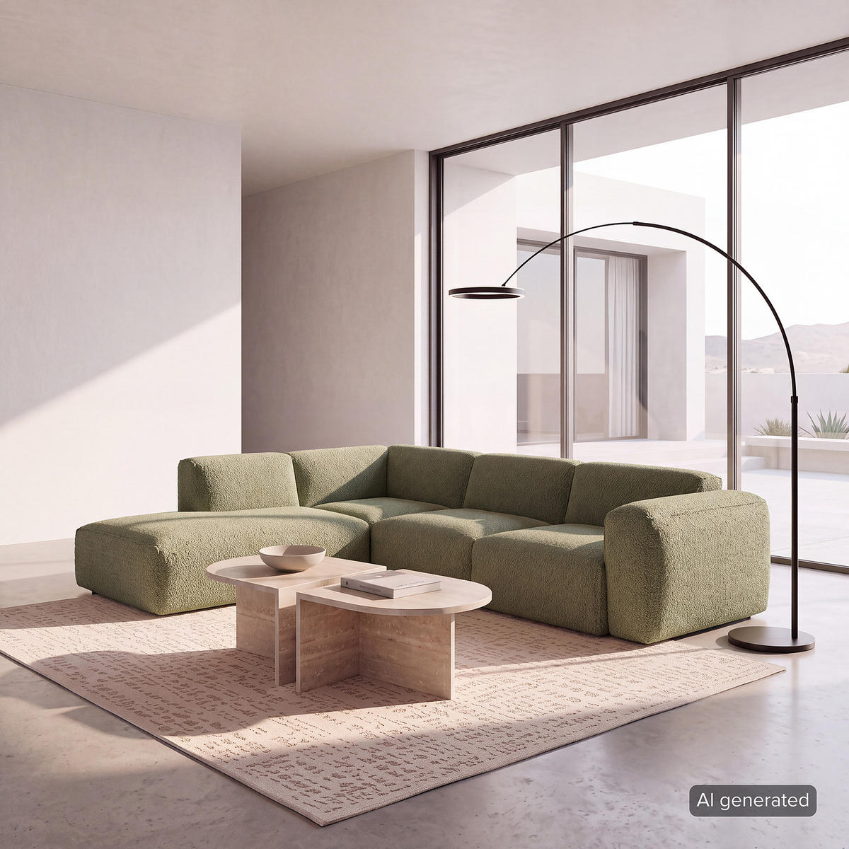 3-SITZER ECKSOFA mit Recamiere - Schwarz/Grün, Kunststoff/Textil (295/231cm) - home24