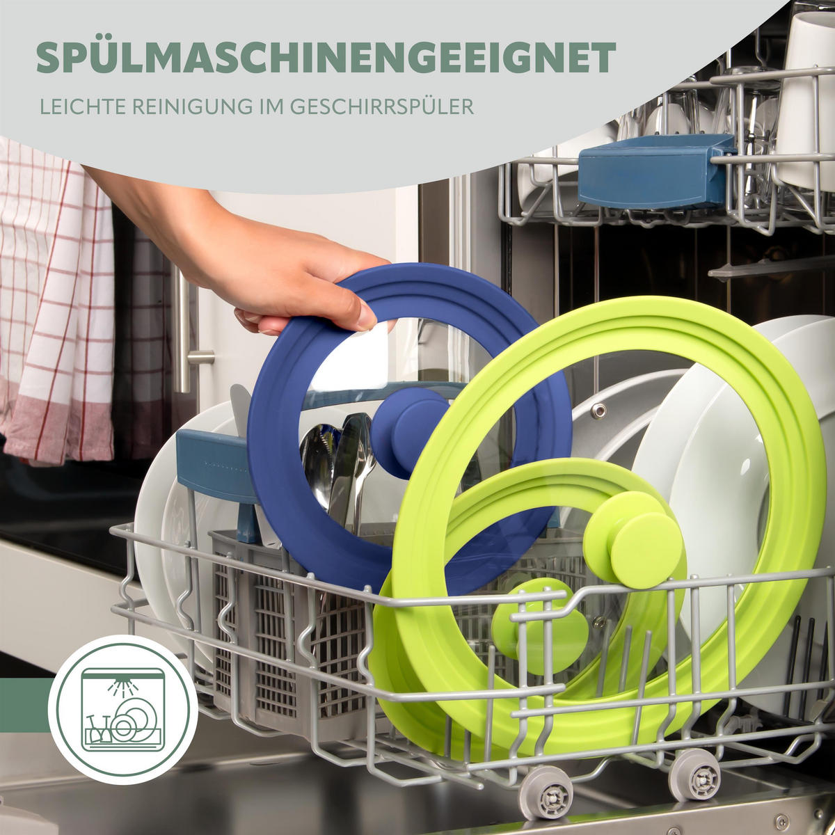 UNIVERSAL-GLASDECKEL, 16/18/20 cm, blau klein - Blau, Glas (20/20/5cm) - bremermann