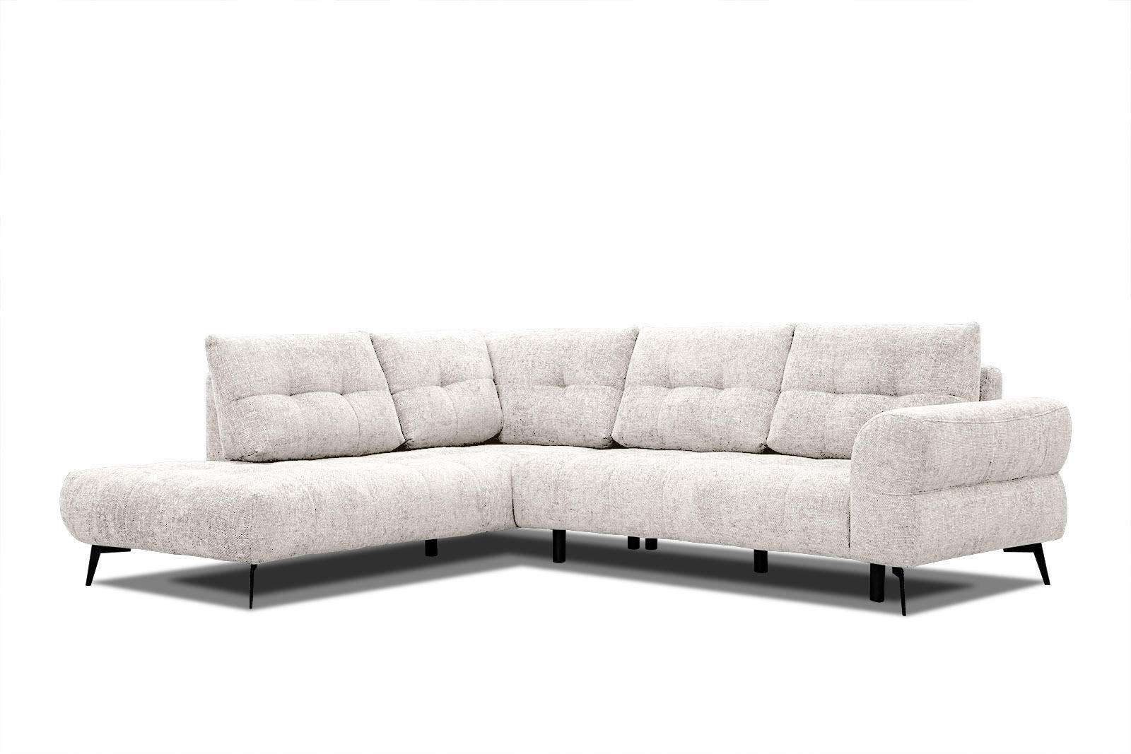 ECKSOFA SALVINI 5-Sitzer, ecru - Ecru/Schwarz, Holzwerkstoff/Textil (158/292cm) - Courtois Laville