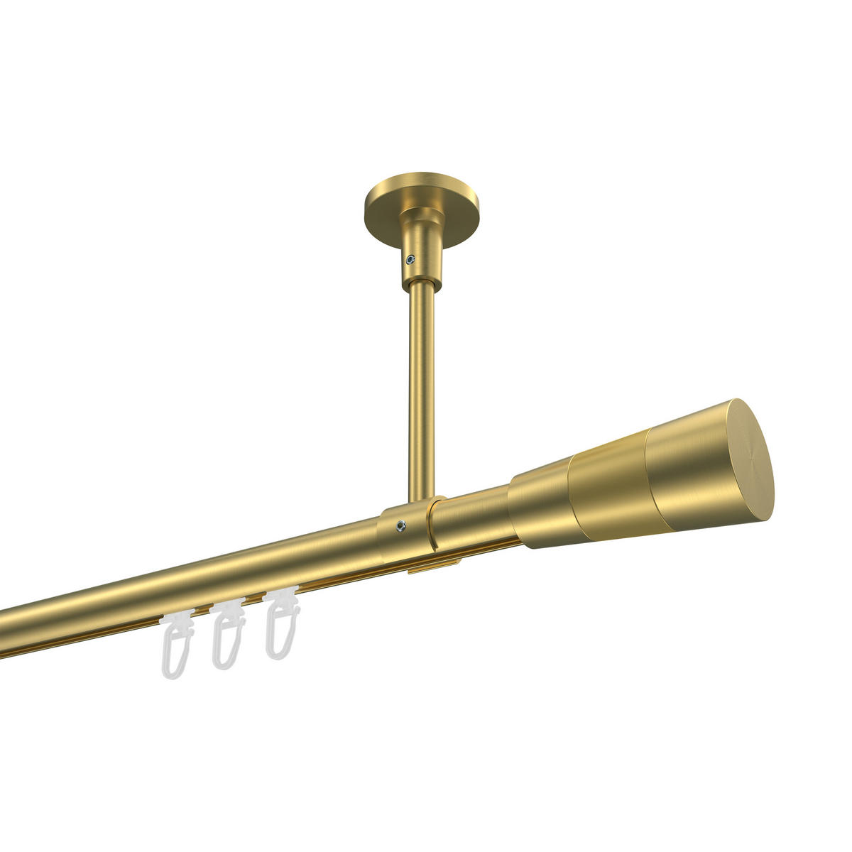 INNENLAUF-GARDINENSTANGEN-SET Sonette Tanara 400 cm (geteilt in 2 x 200 cm), 1-läufig, 20 mm Ø Messing-Optik - Messingfarben/Goldfarben, Metall (400cm) - INTERDECO