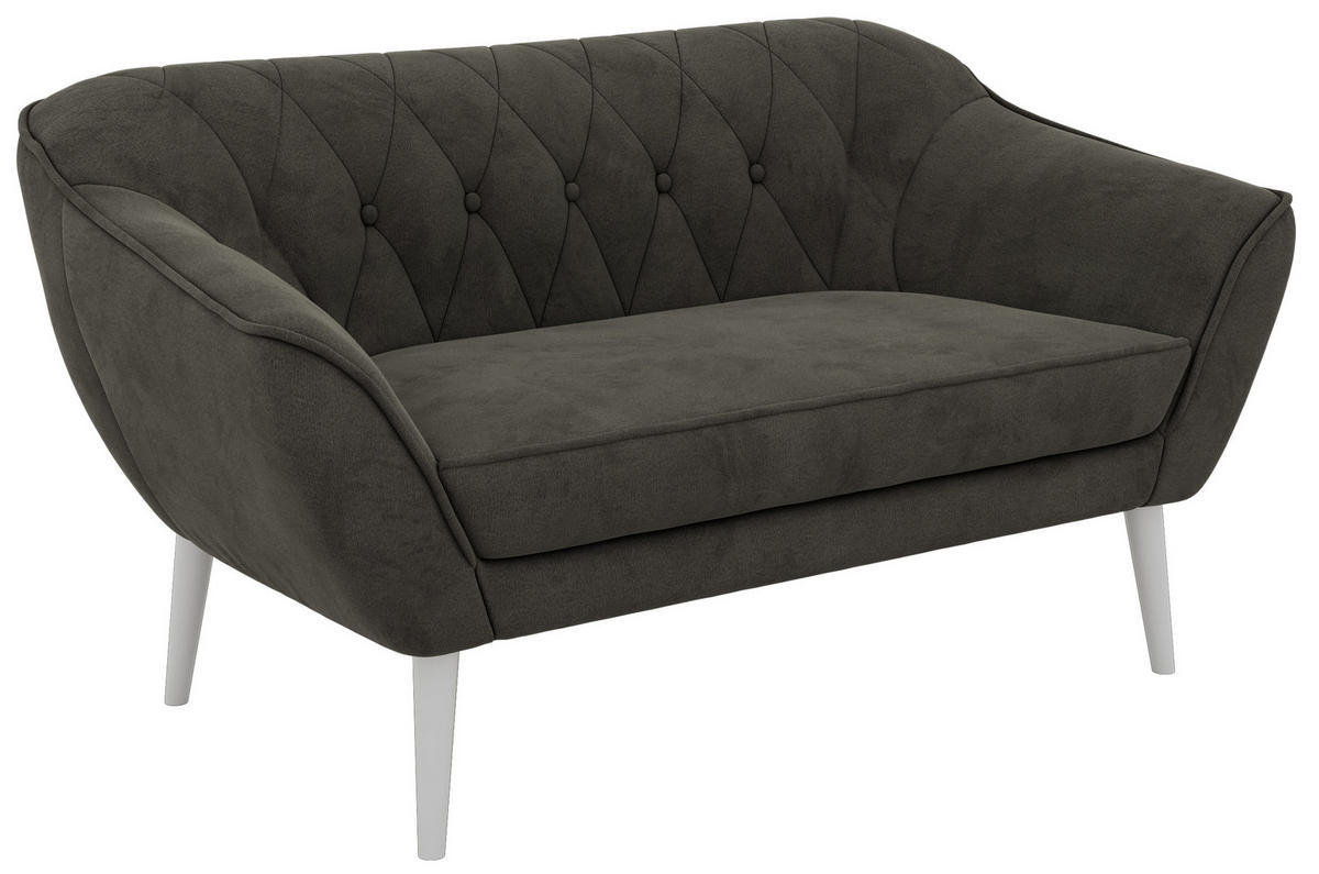 DVOUMÍSTNÁ POHOVKA PIRS 2 - Tmavě šedá Samet - Bílé nohy - bílá/tmavě šedá, kompozitní dřevo/textil (140/75/74cm) - MKS
