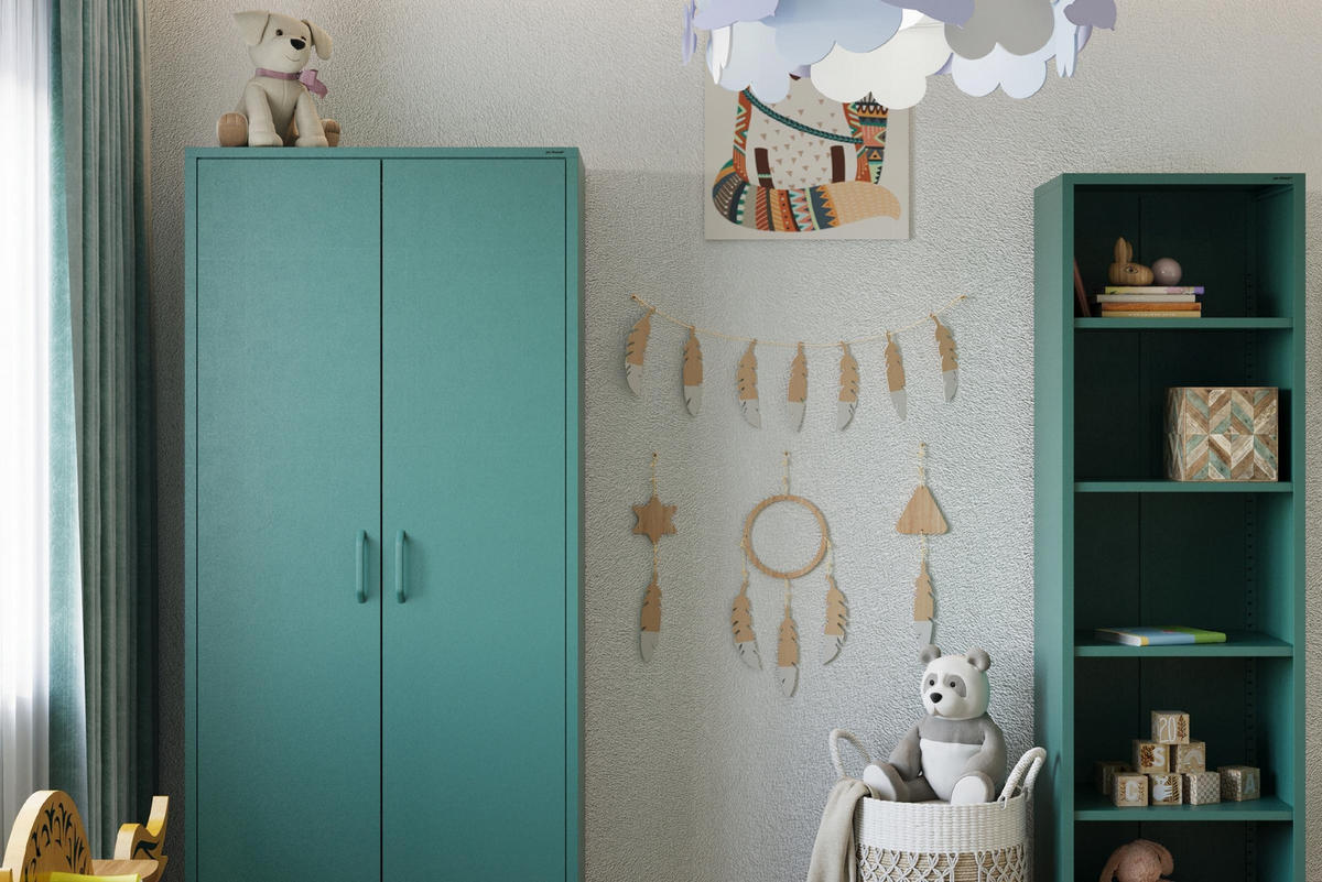 KLEIDERSCHRANK FLAVIO - Grün, Metall (80/185/45cm) - Jan Nowak