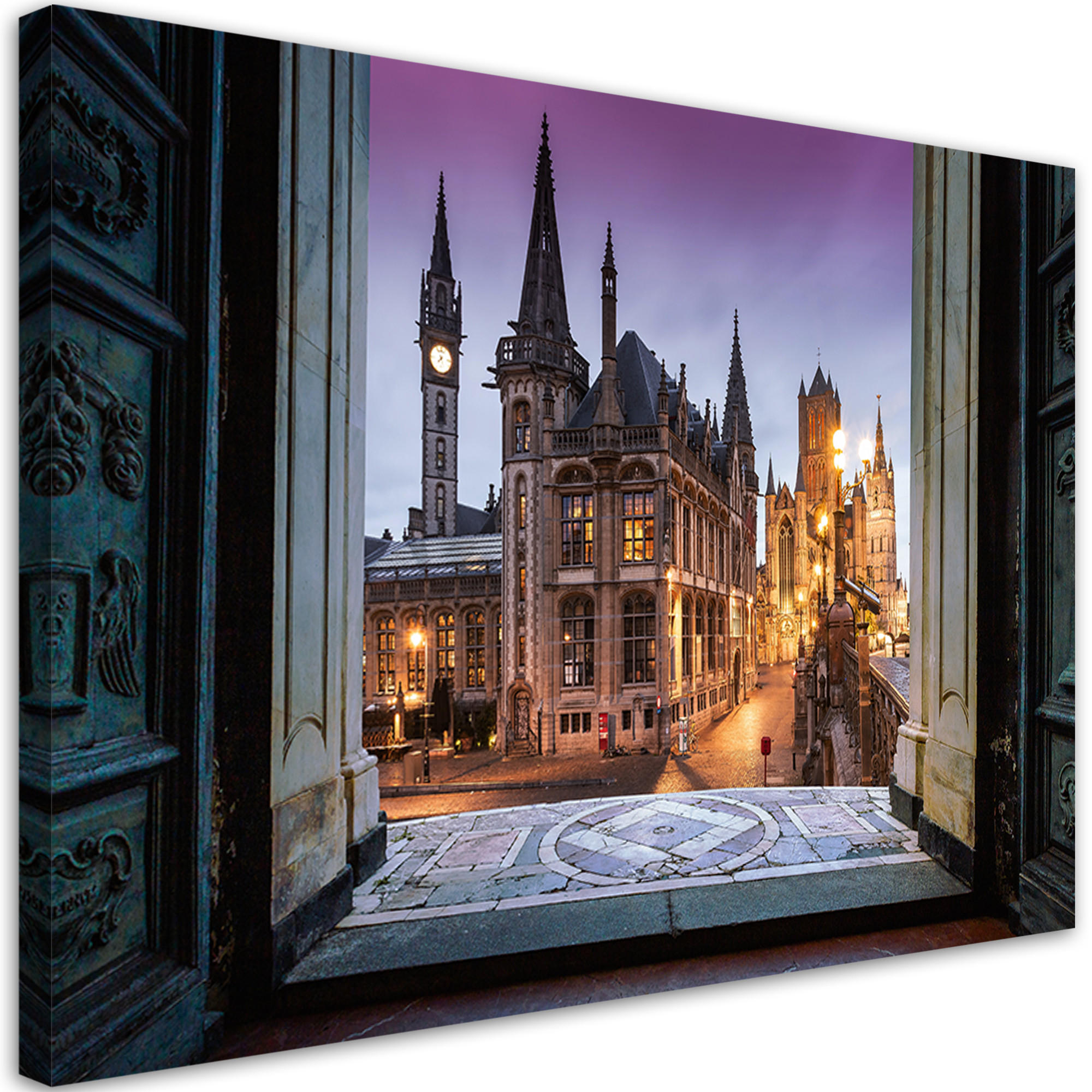 WANDBILD stadtansicht gent architektur - Lila, Textil (60/40cm) - Feeby