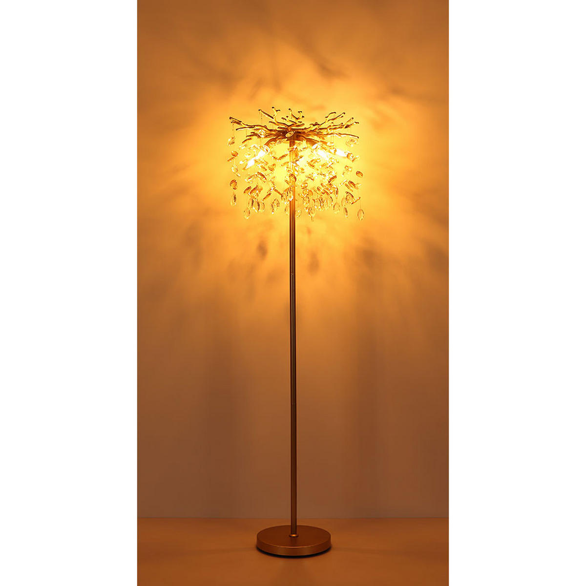 LED STEHLEUCHTE QUEENA, Metall, Gold, flexibler Arm - Goldfarben, Glas (46/46/155cm) - Globo Lighting