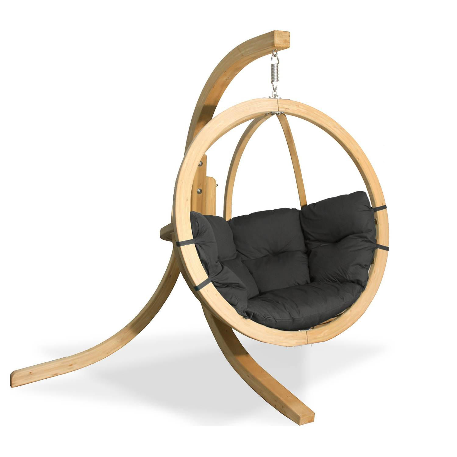 HÄNGESESSEL mit Gestell HIGLO ,Dunkelgrau - Dunkelgrau, Holz/Textil (230/183/130cm) - KONSIMO®