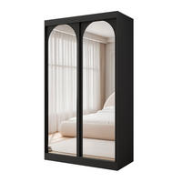SCHWEBETÜRENSCHRANK CLARITY 2-türig 120/65/215 cm Schwarz / schwarze Griffe - Schwarz, Holzwerkstoff/Kunststoff (120/215/65cm) - Idohome