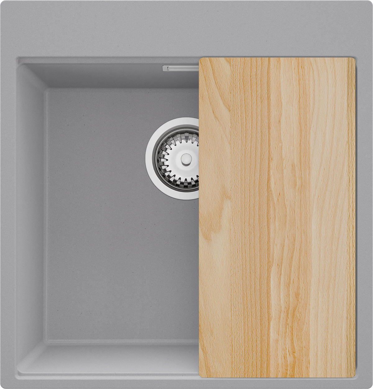 SPÜLBECKEN Oslo, 2-er set Grau 48/50 cm 1 Becken + Ablauf-Set + Schneidebrett ab 50er Unterschrank - Chromfarben/Beige, Kunststoff (48/20/50cm) - Primagran