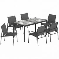 GARTENMÖBEL SET 7-teilig DE-09923 Schwarz - Schwarz, Metall - ComfortXL