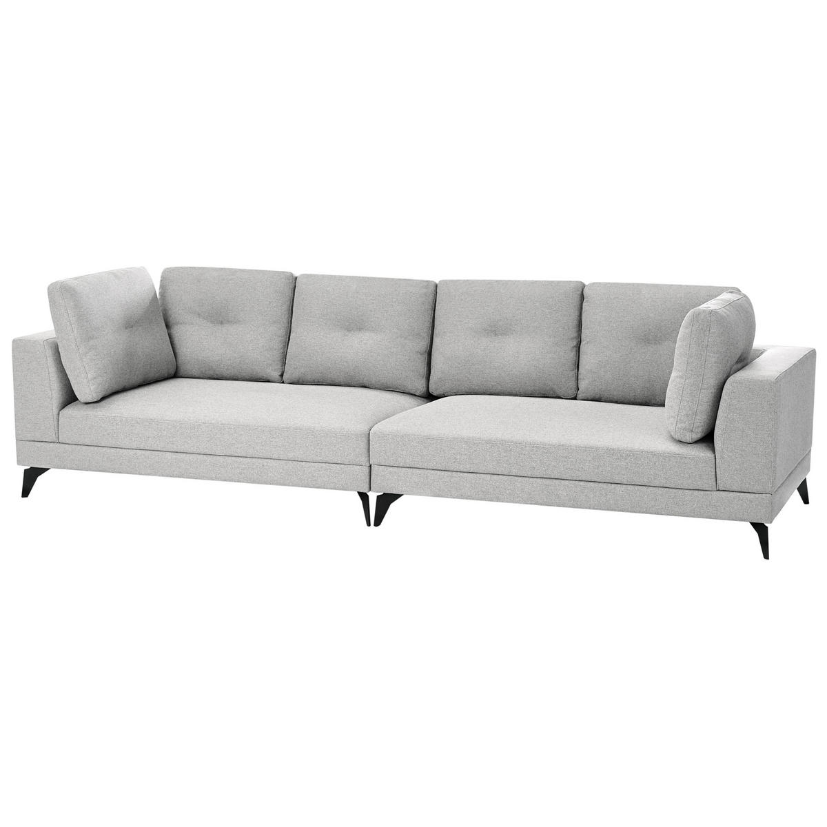 POHOVKA 4-místná Umělý len Šedá Yuri - černá/tmavě šedá, textil (302/88/100cm) - Beliani