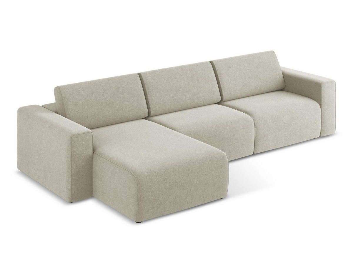 ECKSOFA Links Strukturstoff Stoff Beige - Beige/Creme, Kunststoff/Textil (167/314cm) - Makamii