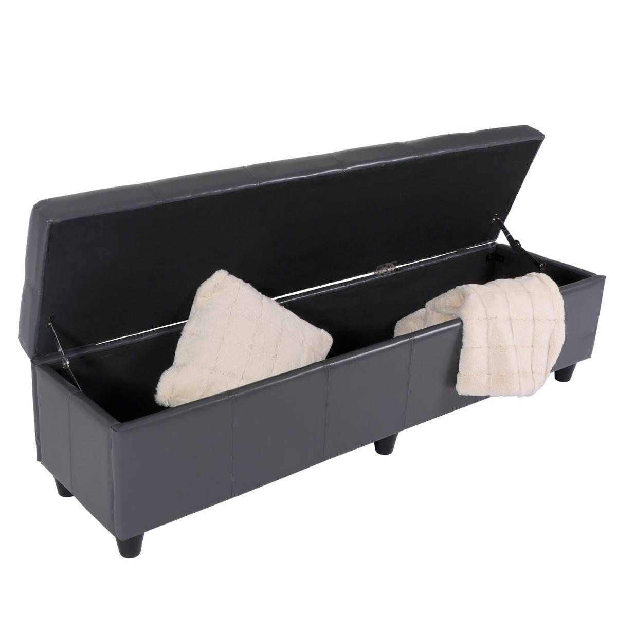 SITZBANK MIT AUFBEWAHRUNG XXL Grau - Grau, Leder (180/45/45cm) - MCW