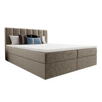 BOXBETT Benetutti 160/200 cm in Beige – mit Bettkasten und Topper - Beige/Schwarz, Holz/Holzwerkstoff (160/200cm) - AX Living