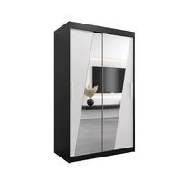 SCHWEBETÜRENSCHRANK 200/120/62 2-türig - Silberfarben/Schwarz, Holz/Kunststoff (120/200/62cm) - Abiks Möbel