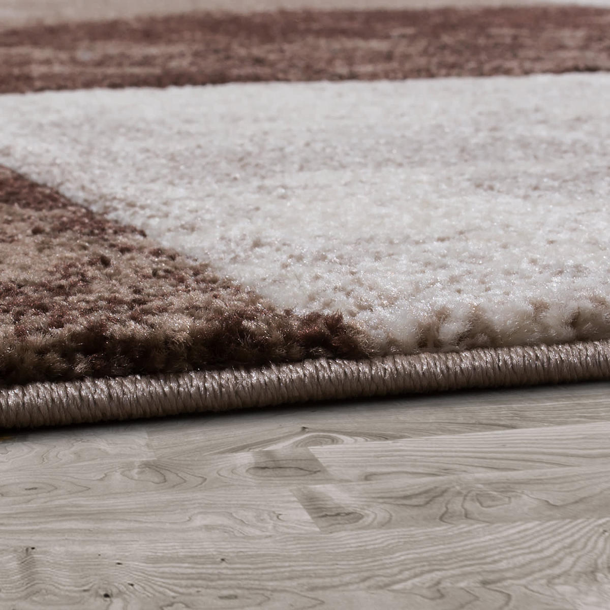 TEPPICH Kurzflor Karo Wohnzimmer schmutzabweisend Braun Rechteckig 80x150 - Braun, Textil (80/150cm) - KADIMA DESIGN