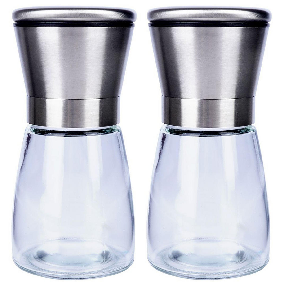 GEWÜRZMÜHLE-SET Schwarz Silber Transparent - Schwarz, Glas (6.5/13.5/6.5cm) - Orion 