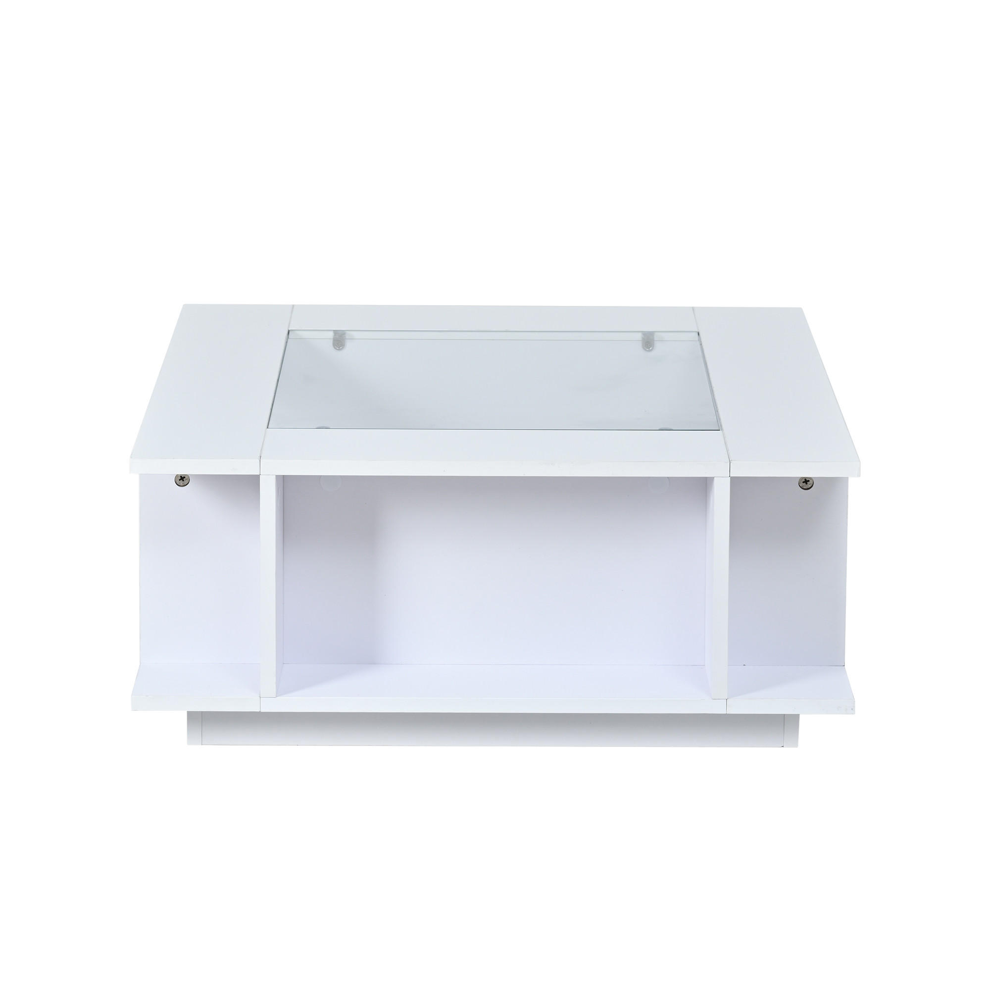 COUCHTISCH LED Weiß 70/70/30 cm Glasplatte - Weiß, Glas/Holzwerkstoff (70/70/30cm)