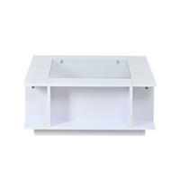 COUCHTISCH LED Weiß 70/70/30 cm Glasplatte - Weiß, Glas/Holzwerkstoff (70/70/30cm)