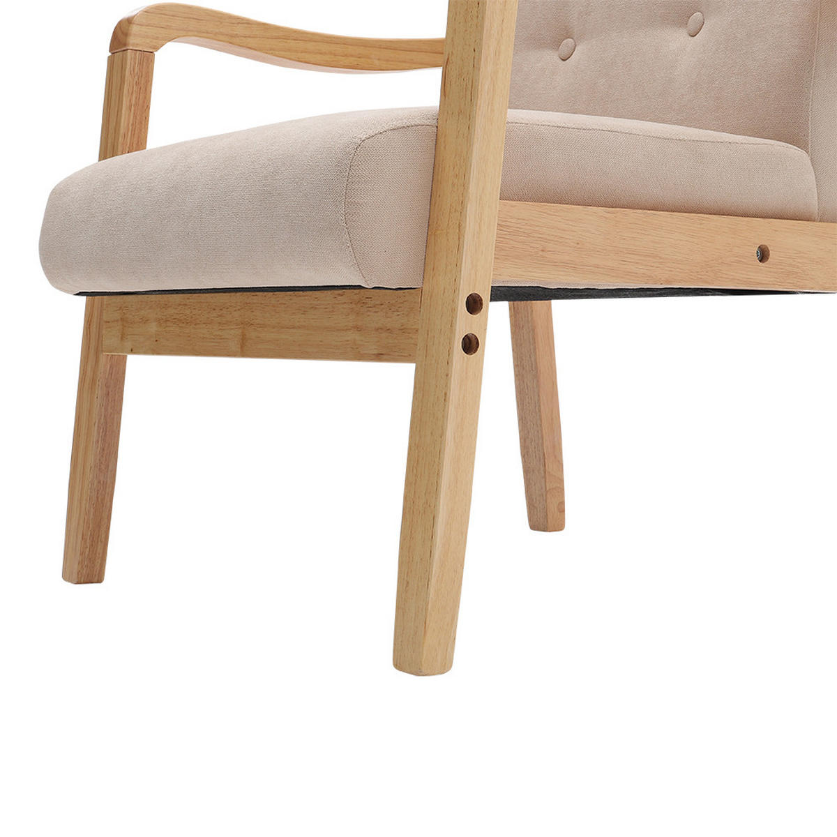 POLSTERSESSEL 70/63/78 cm Armlehnen Holzrahmen Leinen Beige - Beige/Naturfarben, Holz/Textil (70/78/63cm) - Livingandhome