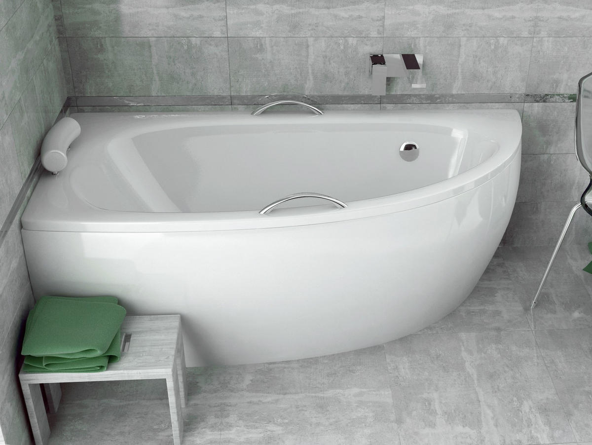 BADEWANNE Eckwanne MILENA PREMIUM 150/70 Links Ablauf & Füße - Weiß, Kunststoff (70/53.5/150cm) - bad land
