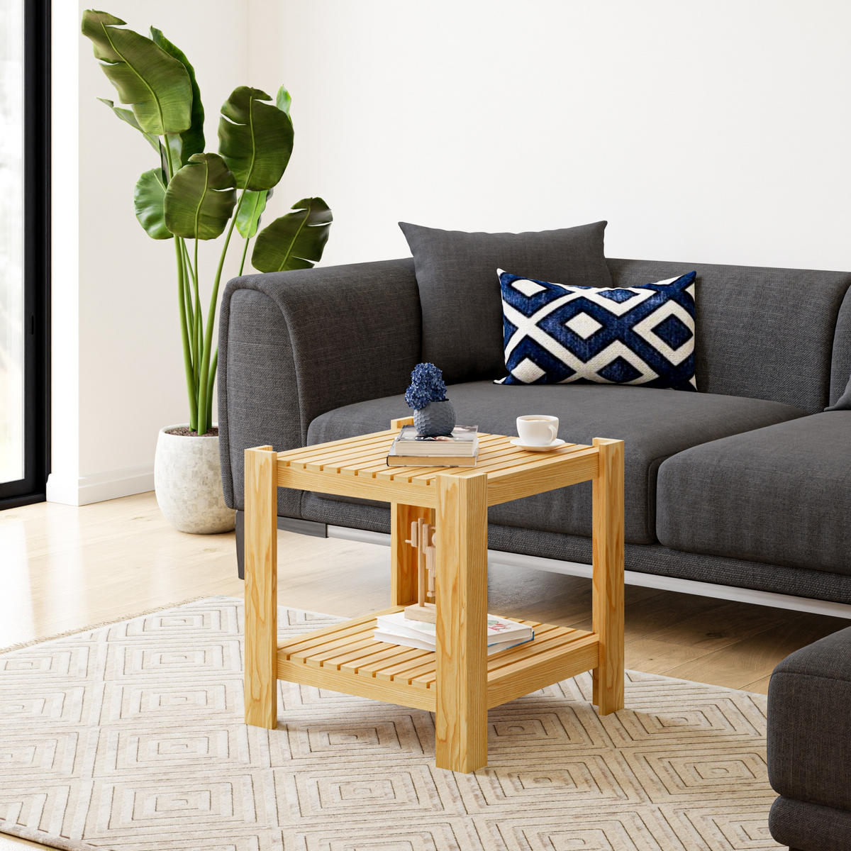 KONFERENČNÍ STOLEK Malax 54/54/45 cm - přírodní, dřevo (54/54/45cm) - [en.casa]