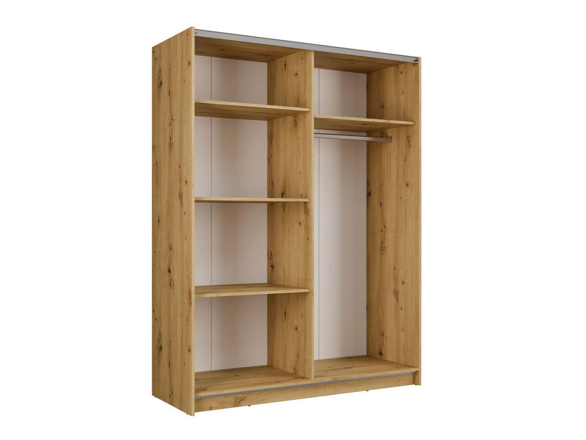 SCHIEBETÜRENSCHRANK BAVORA 10 -150,6×198,5×62 cm mit Spiegel, Regalen & Kleiderstange Artisan Eiche - Eiche Artisan, Holz/Holzwerkstoff (150.6/198.5/62cm) - Milaros Markt