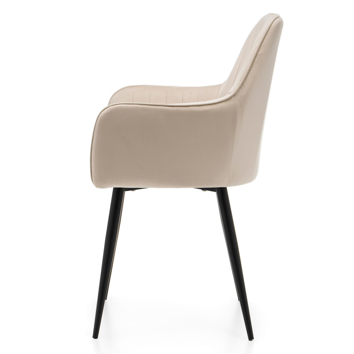STUHL EMILIA gepolstert mit Steppung - beige - Samt Velours - Beige/Schwarz, Textil/Metall (58/90/58cm) - NEW HOME