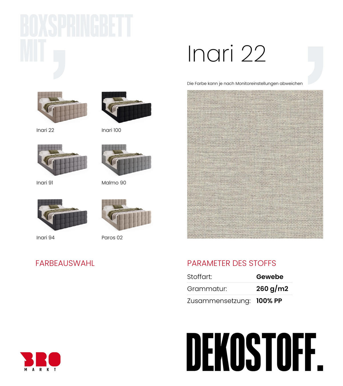 BOXBETT Dakota Duo mit Topper 180/200 Beige - Beige, Holz/Textil (180/200cm) - Bromarkt