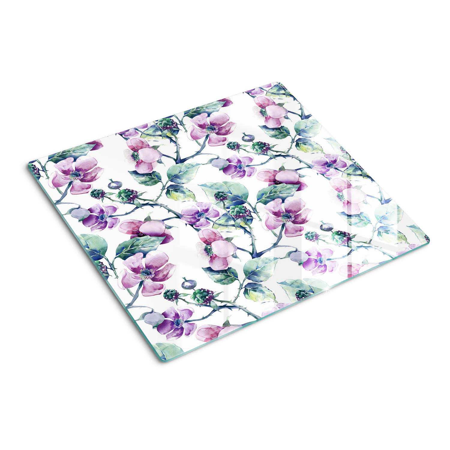 GLASPLATTE 60x52 cm Brombeerblüten - Lila, Glas (60/0.4/52cm) - TULUP