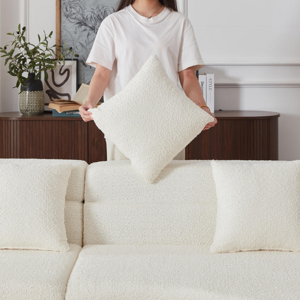 4-SITZER SOFA Chenille Beige 2-teilig modular - Beige, Textil (310/65/110cm) - WISHDOR
