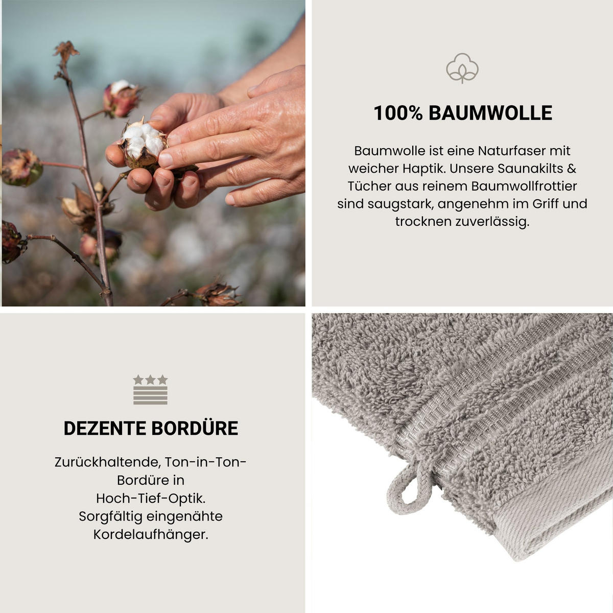 WASCHHANDSCHUHSET Milano - 5-teilig - 16x22 cm - Hellgrau - Hellgrau, Textil (16/22cm) - SCHIESSER