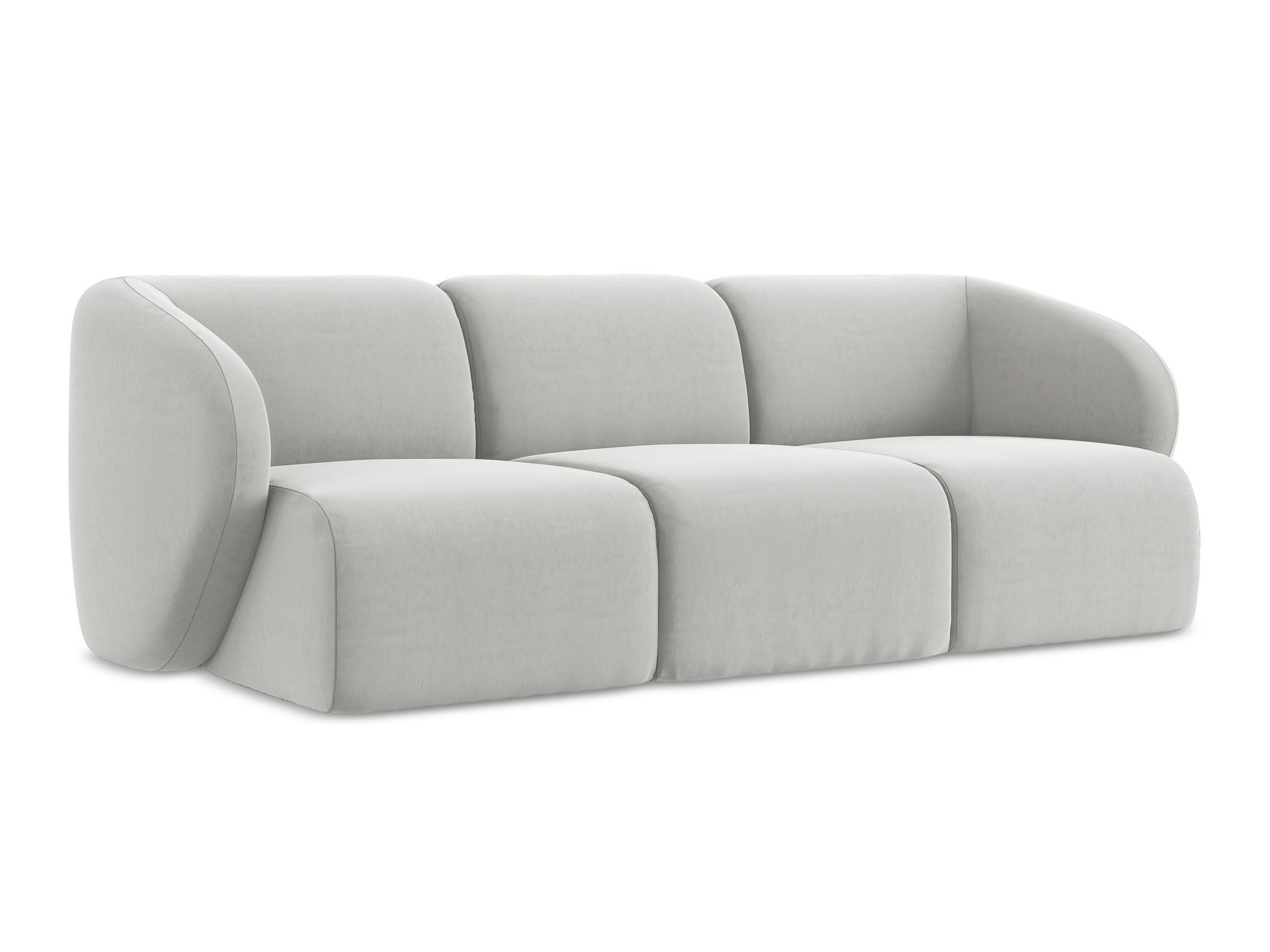 3-SITZER SOFA Samt Stoff Grau - Silberfarben/Schwarz, Holzwerkstoff/Kunststoff (244/75/94cm) - Makamii