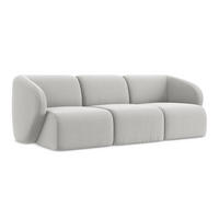 3-SITZER SOFA Samt Stoff Grau - Silberfarben/Schwarz, Holzwerkstoff/Kunststoff (244/75/94cm) - Makamii