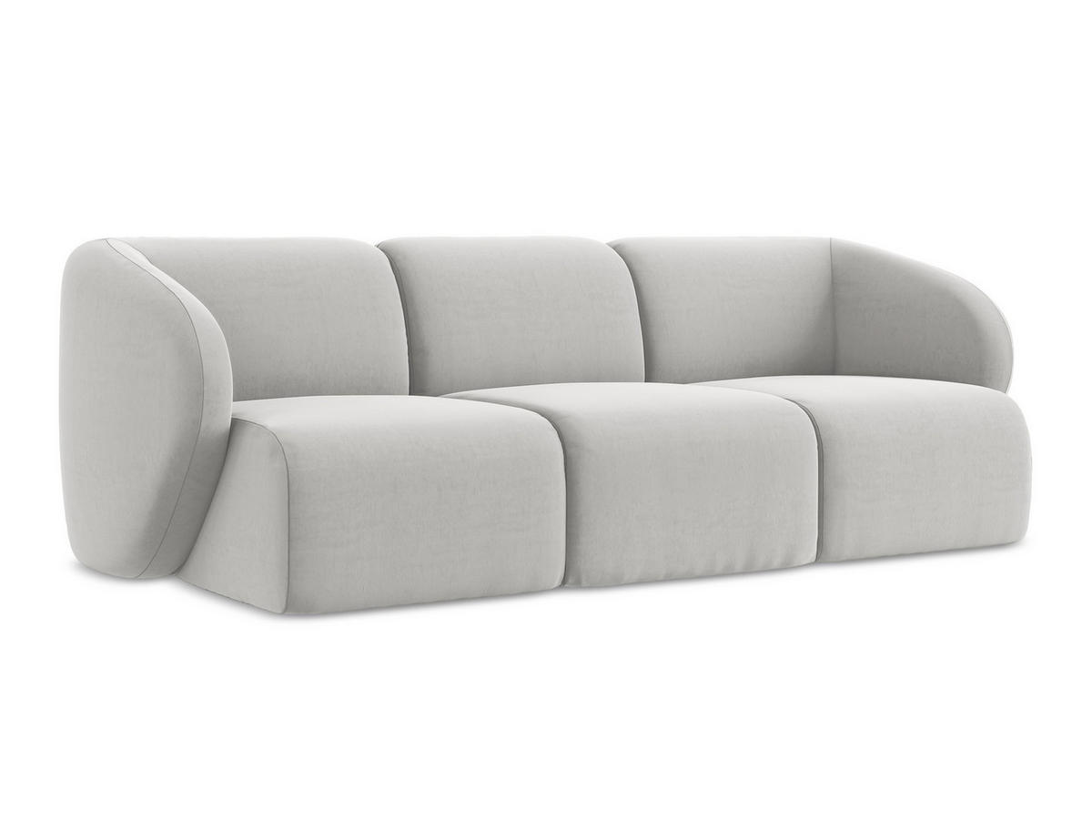 3-SITZER SOFA Samt Stoff Grau - Silberfarben/Schwarz, Holzwerkstoff/Kunststoff (244/75/94cm) - Makamii