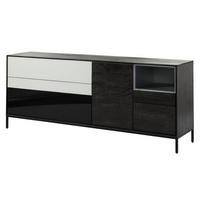 SIDEBOARD Mango 200x45x85 dunkelgrau geölt CHICAGO #205 - Grau, Holz (200/85/45cm) - Massivmoebel24