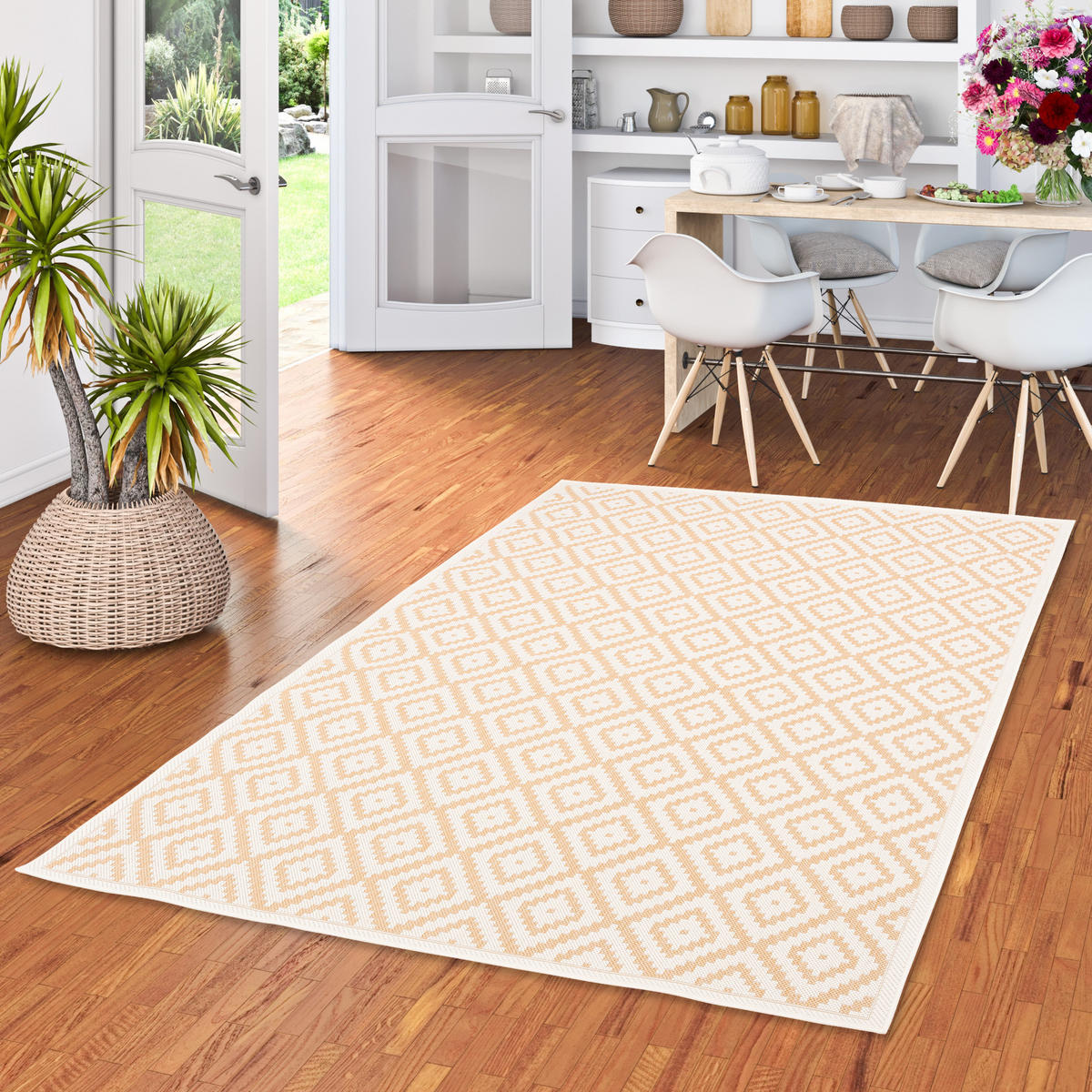 IN & OUTDOOR TEPPICH VALENCIA FLIESENOPTIK - Beige, Textil (140/200cm) - Pergamon