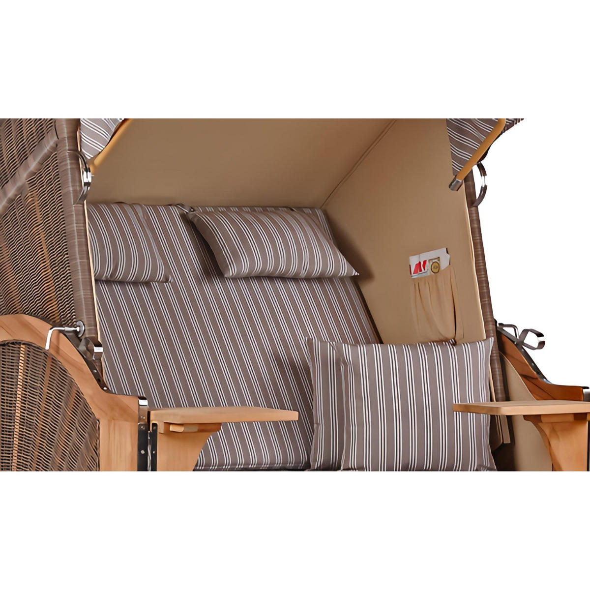 STRANDKORB SEEBLICK 2 Sitzer Teak - Braun/Grau, Metall (125/170/80cm) - Mr. Deko