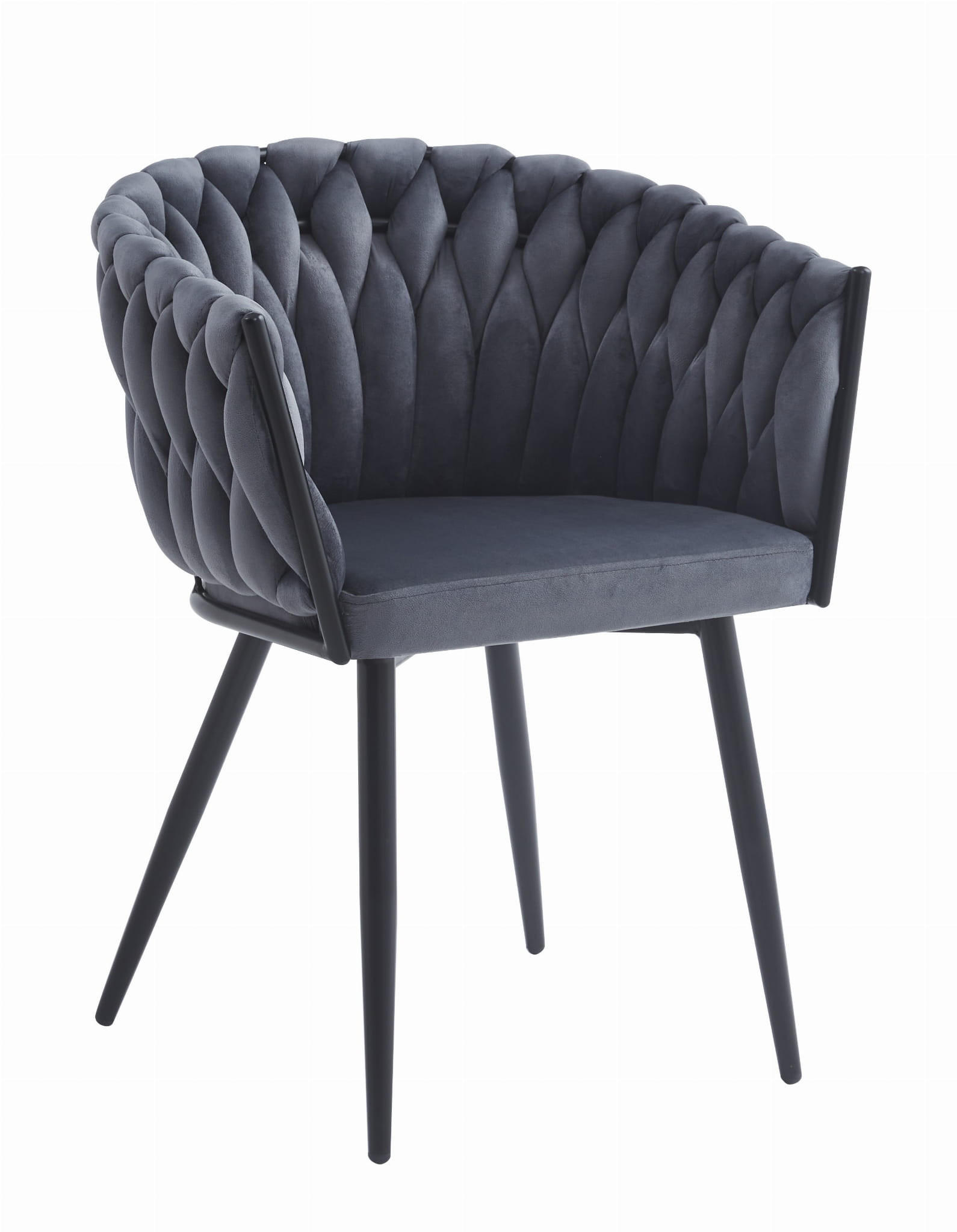 STUHL ARONA 1 Stück, Grau, Schwarze metallische Beine - Anthrazit, Textil/Metall (61/79/55cm) - Komodee
