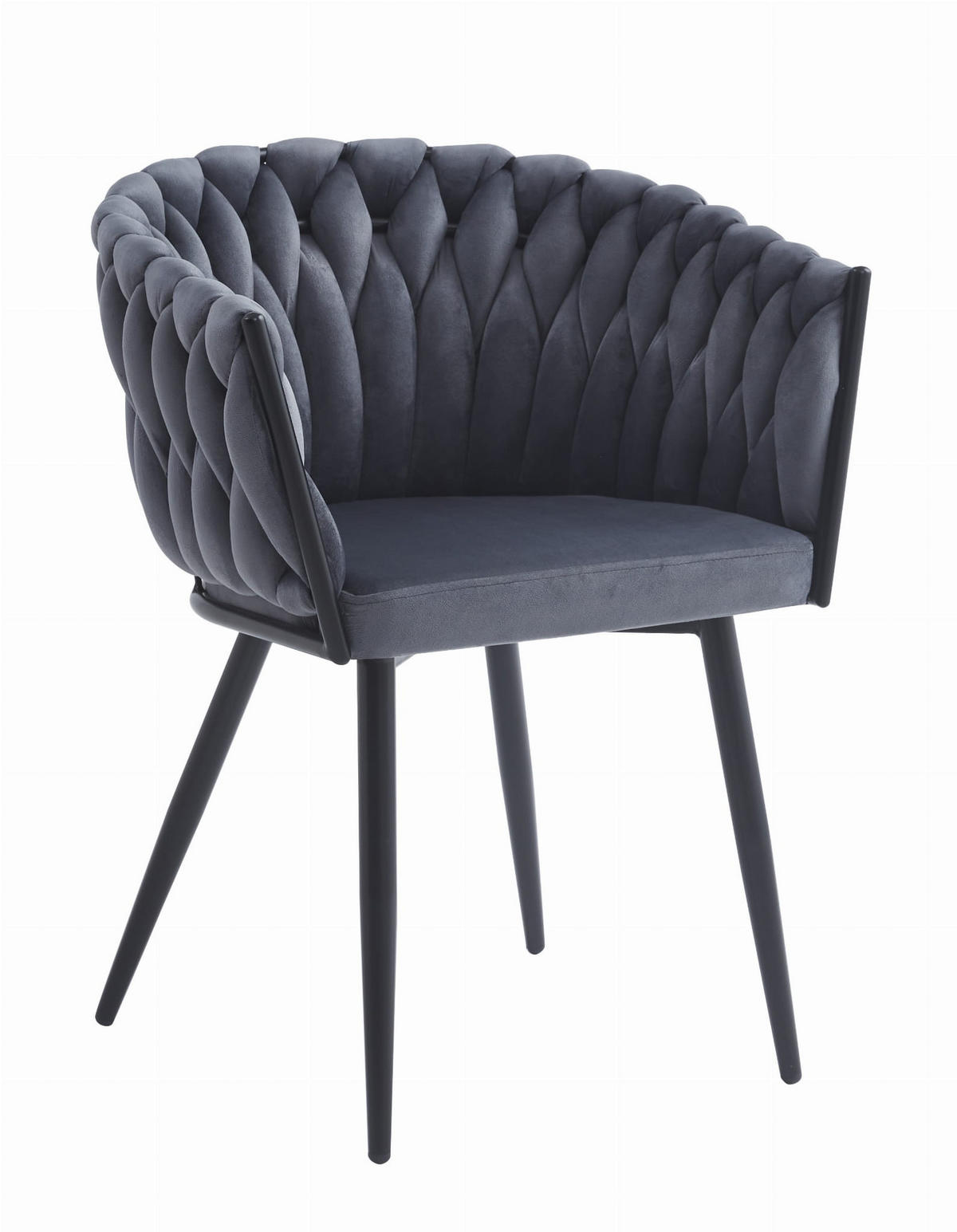 STUHL ARONA 1 Stück, Grau, Schwarze metallische Beine - Anthrazit, Textil/Metall (61/79/55cm) - Komodee