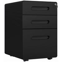 AKTENSCHRANK mit 3 Schubladen, Stahl, Weiß, 39 x 48 x 59 cm - Schwarz, Metall (48/59/39cm) - Vinsetto