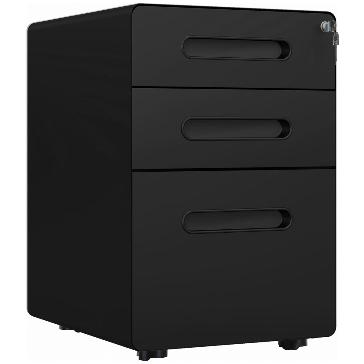 AKTENSCHRANK mit 3 Schubladen, Stahl, Weiß, 39 x 48 x 59 cm - Schwarz, Metall (48/59/39cm) - Vinsetto