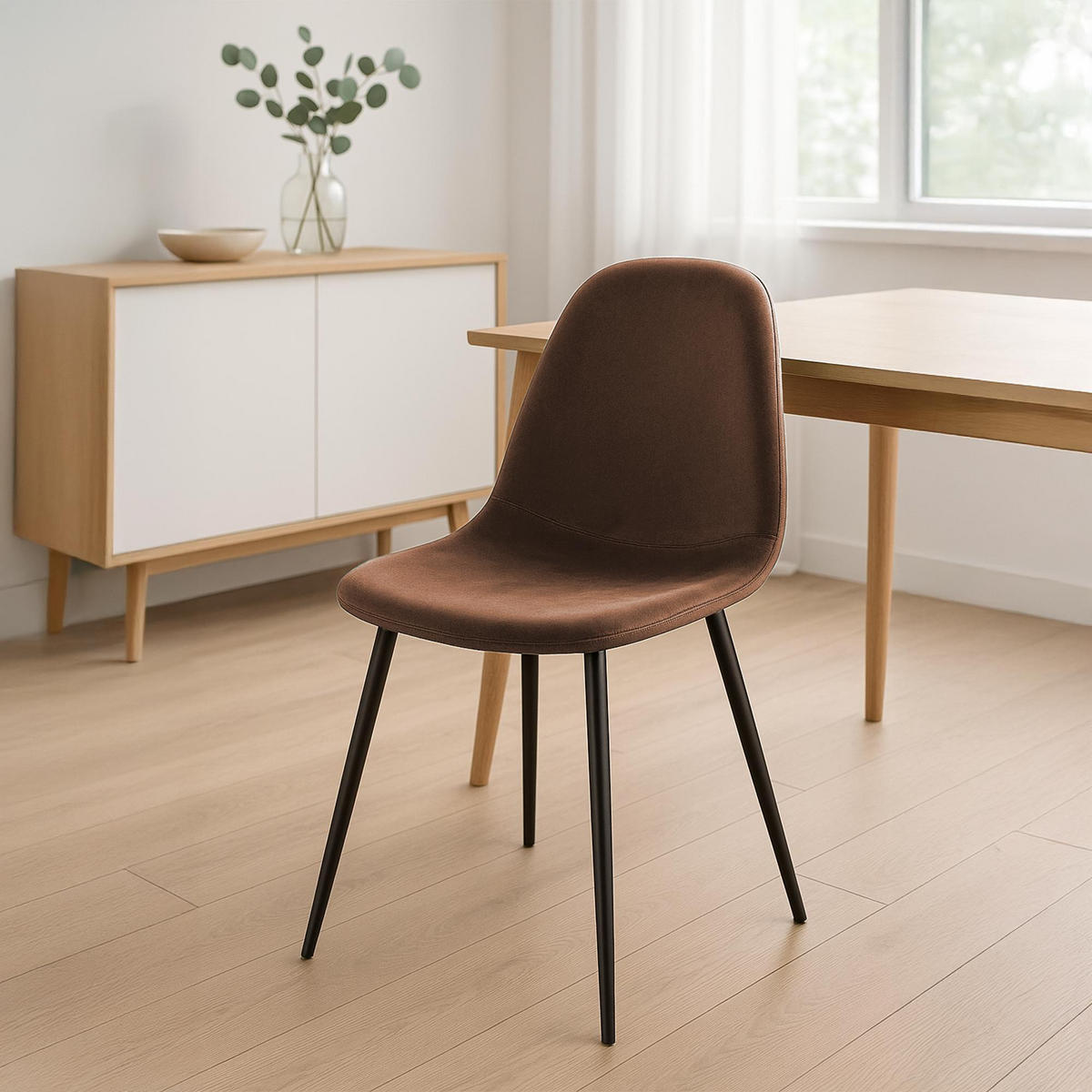 STUHL Samt Braun - Schwarz/Braun, Textil/Metall (44/88/51cm) - CLP