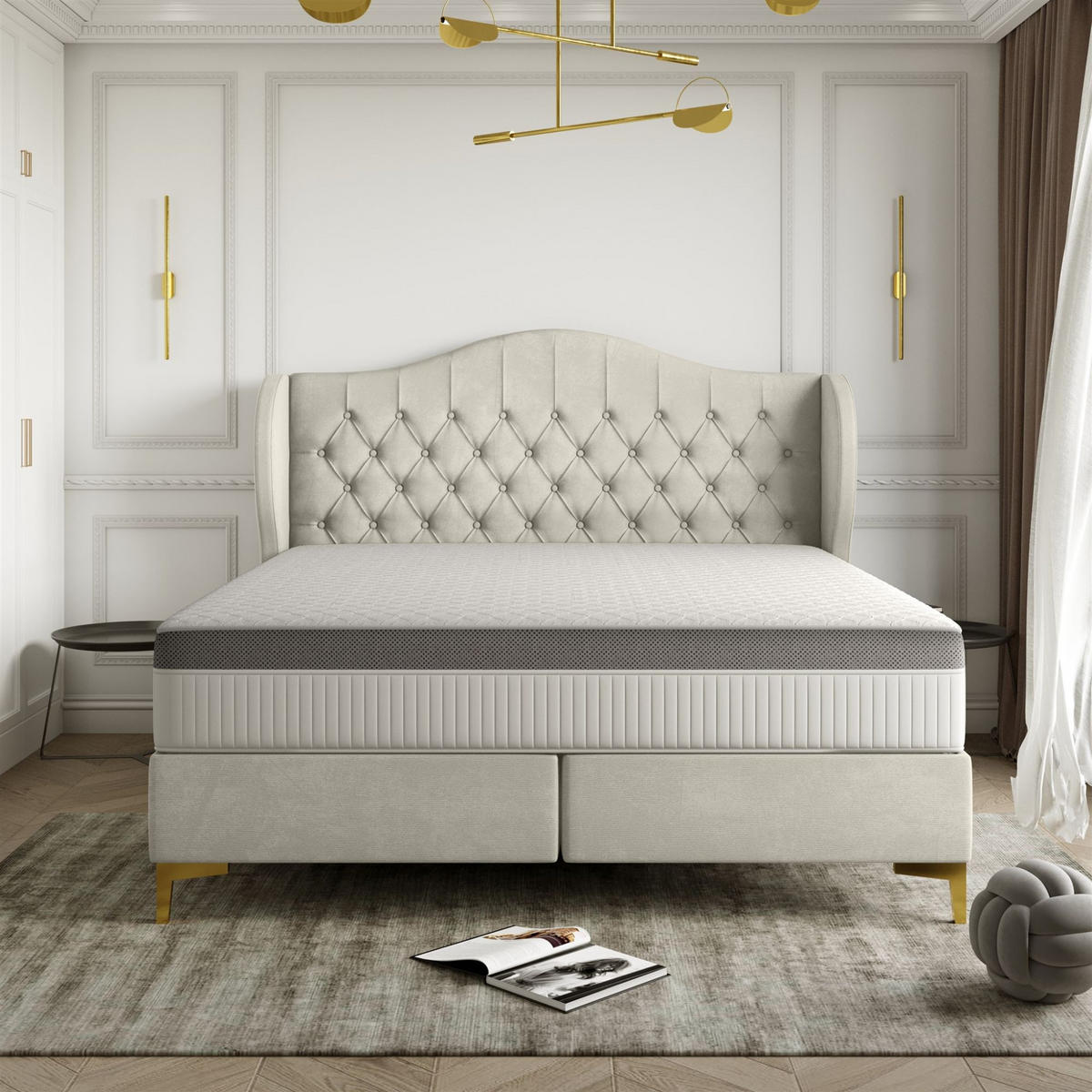 POLSTERBETT Pelagio In Whisper - Creme, Holzwerkstoff/Textil (180/200cm) - Fun Möbel