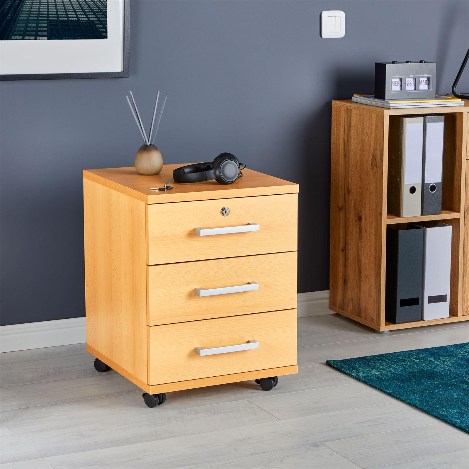 ROLLCONTAINER VANCOUVER - Buchefarben, Holzwerkstoff (44/58/45cm) - CARO-Möbel