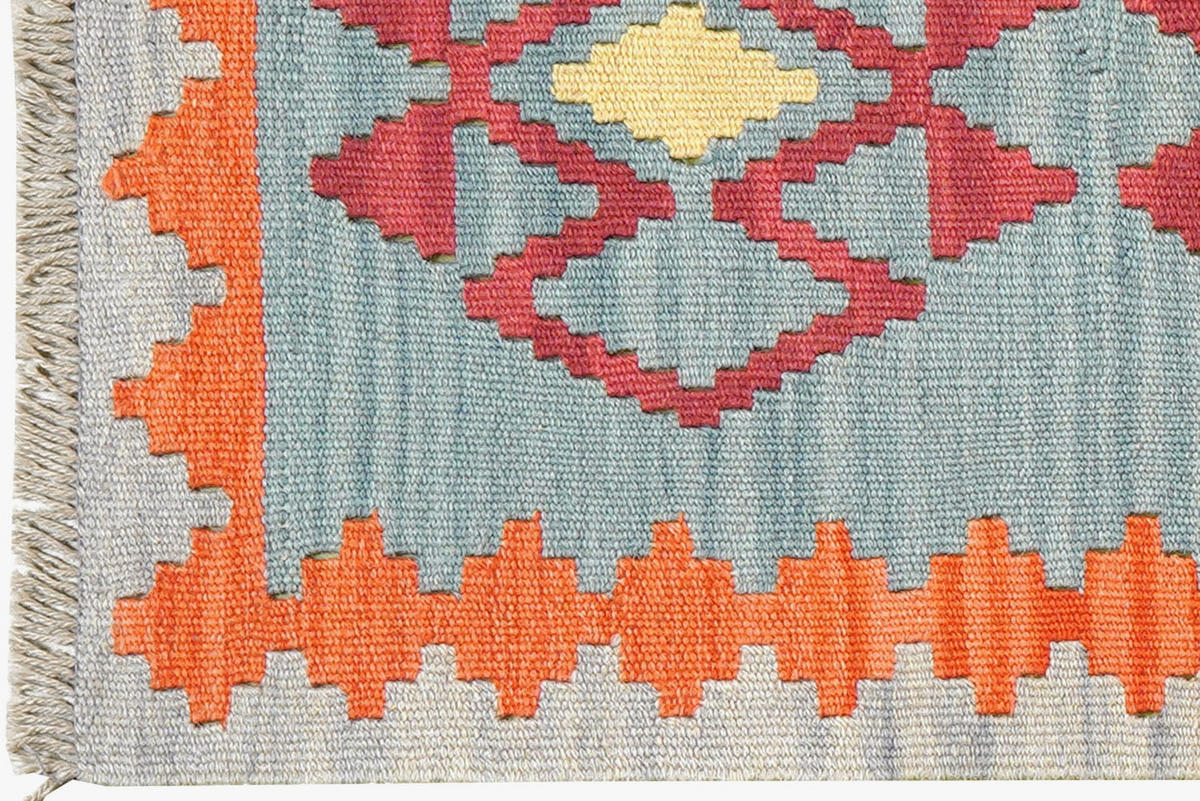 HANDWEBTEPPICH Kelim Gashgai Blau 197/57 cm Schurwolle - Blau, Textil (57/197cm) - Looma